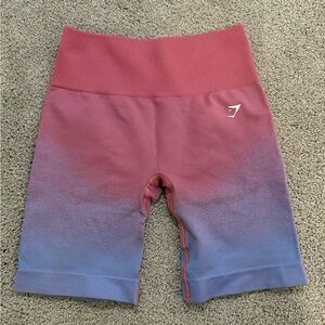 Gymshark Pink and Blue Ombre Biker Shorts XS